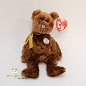   Plüss maci, mackó Ty márka 2002-es FIFA Olimpion (barna, orra Tayvan zászlós) Ty Beanie Baby Champion Bear 2002 FIFA Word Cup