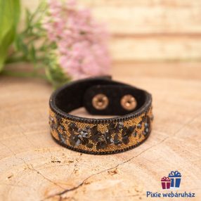   Csuklópántos, divatos mandzsetta karkötő kristály strasszos (fekete)