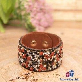   Csuklópántos, divatos mandzsetta karkötő kristály strasszos (barna)