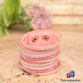   Csuklópántos, divatos mandzsetta karkötő kristály strasszos (v.rózsaszín)