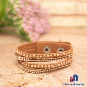   Csuklópántos, divatos mandzsetta karkötő kristály strasszos (barna)