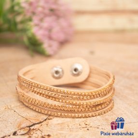   Csuklópántos, divatos mandzsetta karkötő kristály strasszos (dapp, barna)