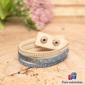   Csuklópántos, divatos mandzsetta karkötő kristály strasszos (világos kék)