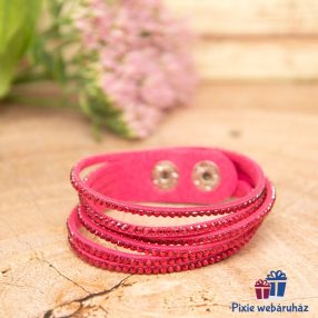   Csuklópántos, divatos mandzsetta karkötő kristály strasszos ciklámen)