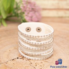   Csuklópántos, divatos mandzsetta karkötő kristály strasszos (tőrt fehér)