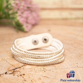   Csuklópántos, divatos mandzsetta karkötő kristály strasszos (fehér)