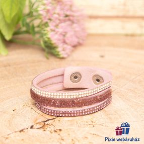   Csuklópántos, divatos mandzsetta karkötő kristály strasszos (rózsaszín)