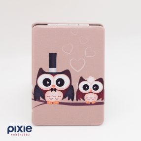   Sminktükör kihajtható két oldalas, bagoly mintás műbőrborítású Új!