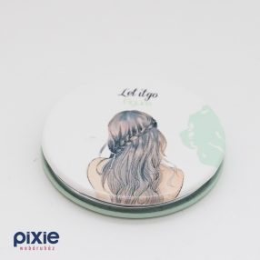   Sminktükör kihajtható két oldalas, lány mintás műbőr borítású új!