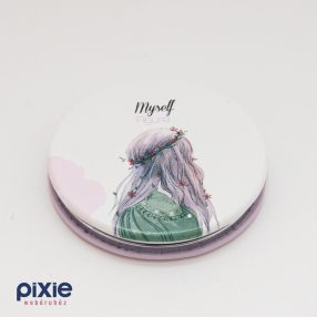   Sminktükör kihajtható két oldalas, lány mintás műbőr borítású 